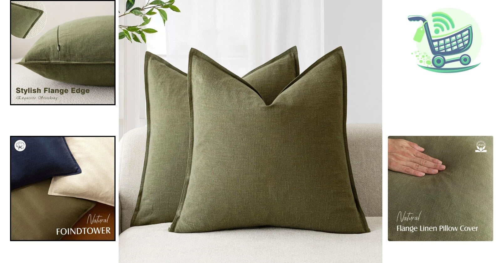 Versatile Olive Green Decorative Pillow Covers - 2pcs 18x18 Inch for Home Style