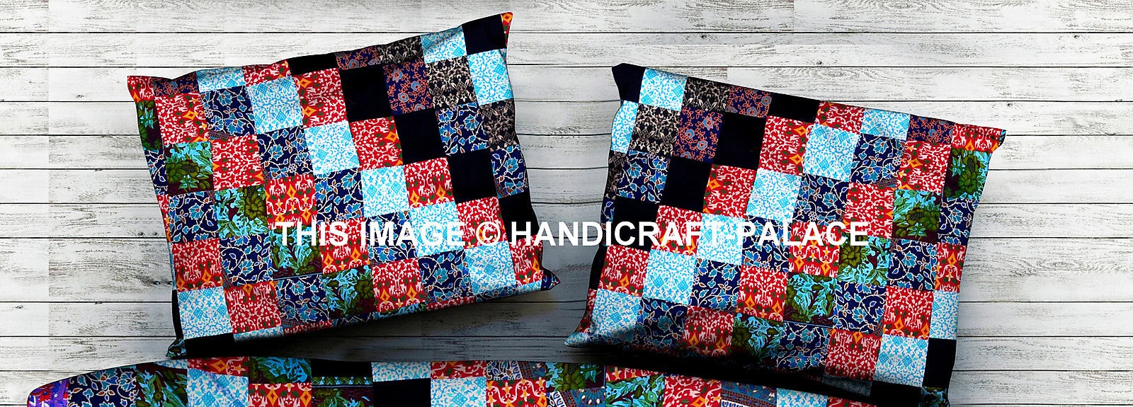 Patchwork Pillow Cover Indian Hand Print Pillow Sham Cotton Bed Sofa Decor Throw