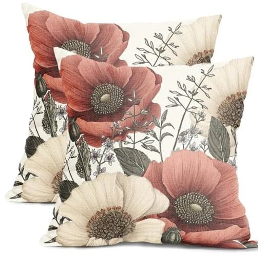 Vintage Flower Pillow Covers 18x18 Inch 18" x 18" (Pack of 2) Vintage Floral
