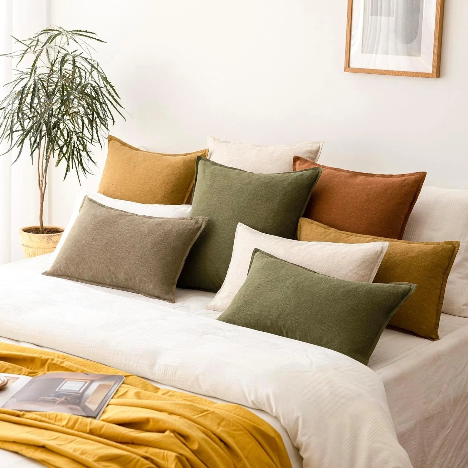 Versatile Olive Green Decorative Pillow Covers - 2pcs 18x18 Inch for Home Style