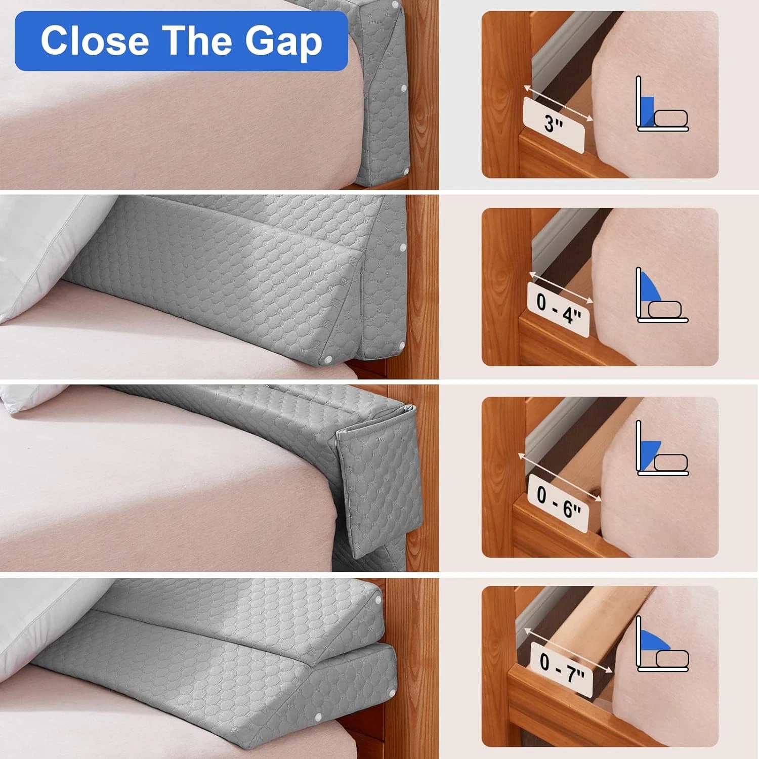 Queen Size Bed Wedge Pillow - Bed Gap Filler Mattress Wedge Headboard Pillow Clo