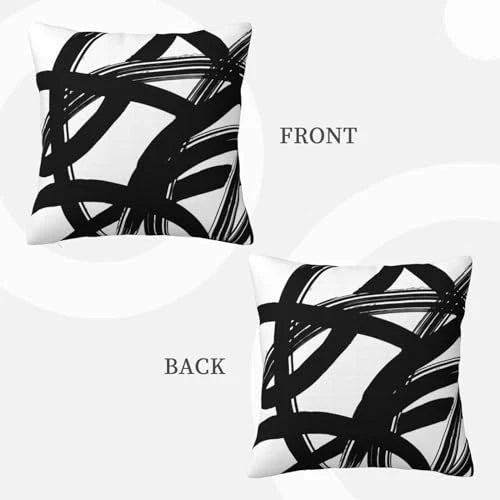 Throw Pillow Covers 16x16 in Set 16" x 16" (Pack of 2) Black and White Striped