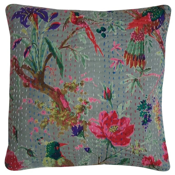 Pillow Cover Indian Handcrafted Bird Decor Car Sofa Cushion Case 16 x 16 in