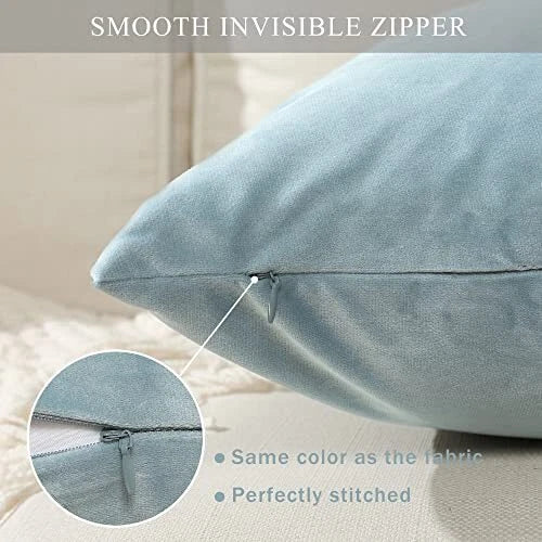 Pack of 2 Cozy Velvet Pillow Covers Square 22" x 22" (Pack of 2) Silver Blue
