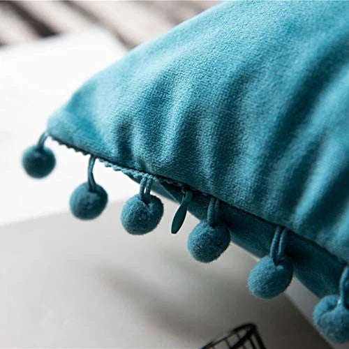Throw Pillow Cases 12x20: 2 Pack Cozy Soft Pom 20" x 12" (Pack of 2) Turquoise