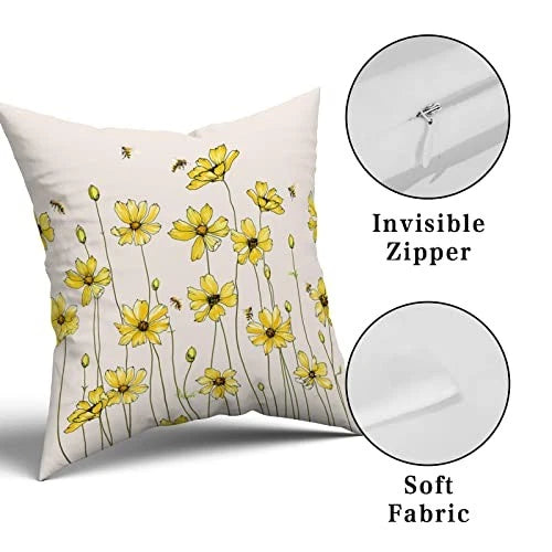 Spring Yellow Floral Pillow Covers 18X18 18" x 18" (Pack of 2) Yellow Flower
