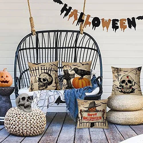 Halloween Pillow Covers 18x18 Set of 4 18" x 18" (Pack of 4) A-halloween 16