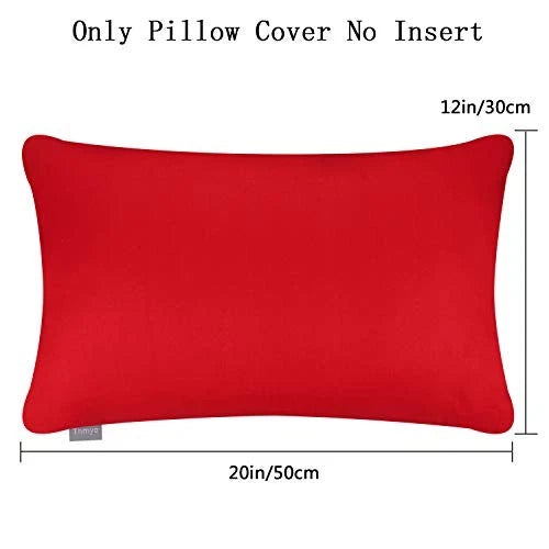 4-Pack 100% Cotton Lumbar Comfortable Solid Decorative 12x20inch/30x50cm Red