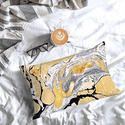 Pillow Case Gold Black Marble Texture,Throw 30" x 20" (Pack of 1) Multi07