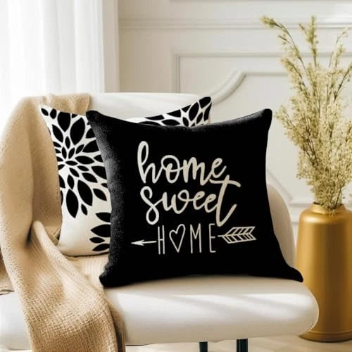 and White Throw Pillow Covers 16x16 Set of 16" x 16" (Pack of 4) Black