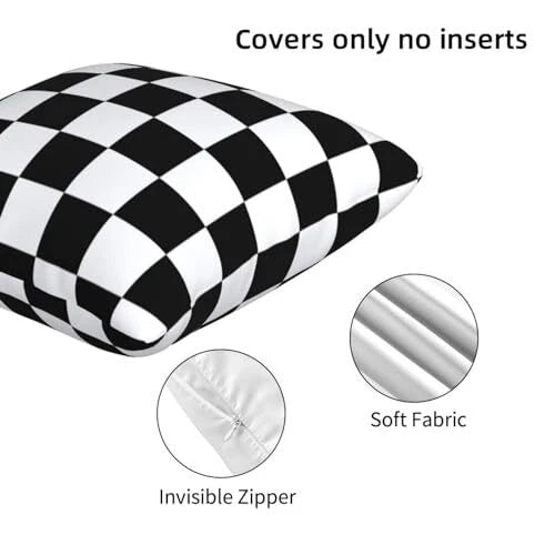 Pillow Covers 18x18 in Couch Black and White Plaid 18 x 18-Inch Checkered