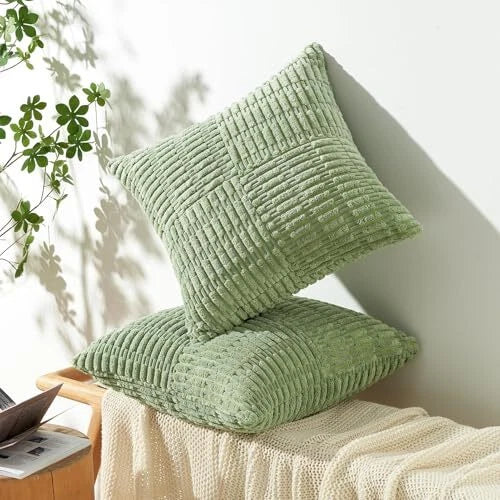 Sage Green Decorative Throw Pillow Covers 18" x 18" (Pack of 2) Sagegreen