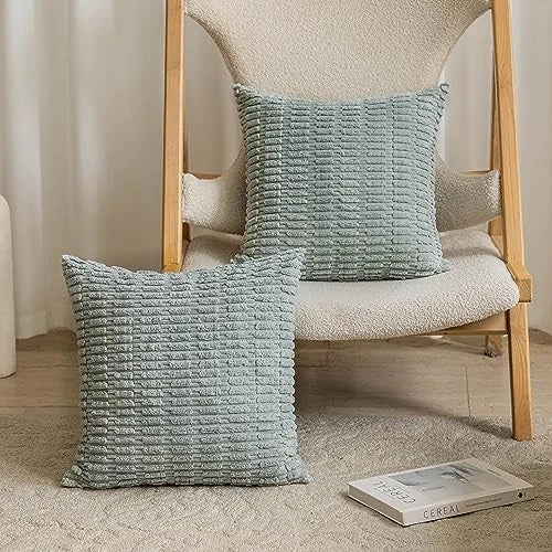 Spring Pillow Covers 24 x 24 Striped Corduroy 24" x 24" (Pack of 2) Sage Green