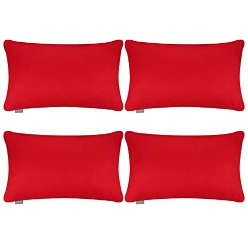 4-Pack 100% Cotton Lumbar Comfortable Solid Decorative 12x20inch/30x50cm Red