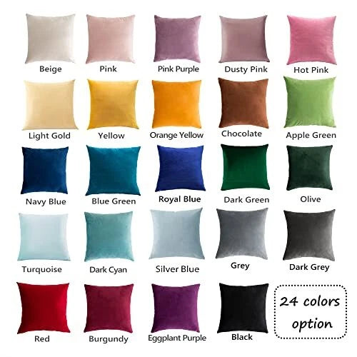 Pack of 2 Cozy Velvet Pillow Covers Square 22" x 22" (Pack of 2) Silver Blue