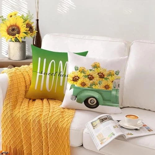 Spring Summer Pillow Covers 18x18 Set of 4 Sunflower 18*18 inch B-summer 14