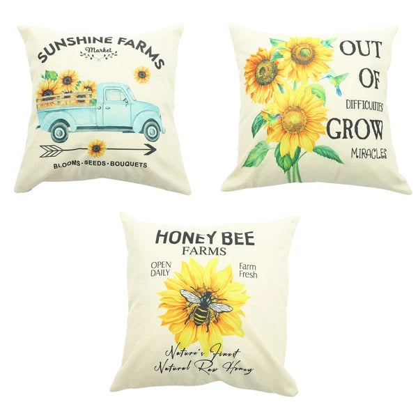 3 Pcs Throw Pillow Case Sunflower Cushion Pillows for Sofa Pillowcase