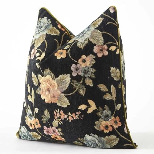 Boho Floral Pillow Covers 26x26 Inch Set of 2 26" x 26" (Pack of 2) Black