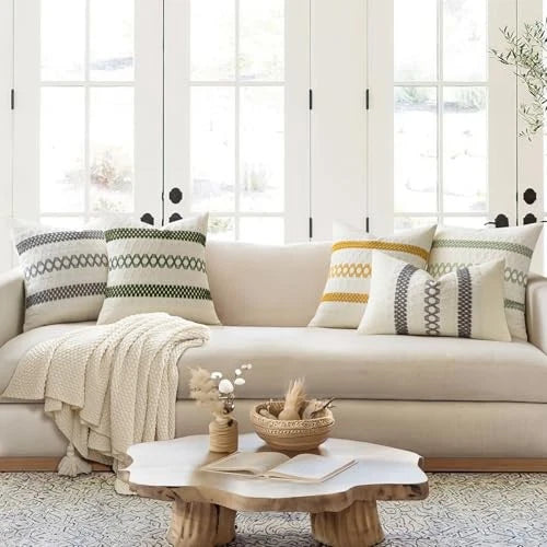 Set of 2 Boho Decorative Pillow Covers 20x20 20" x 20" (Pack of 2) Moss Green