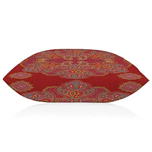 Throw Pillow Cover Red Paisley Floral Mandala 30" x 20" (Pack of 1) Multi-a44