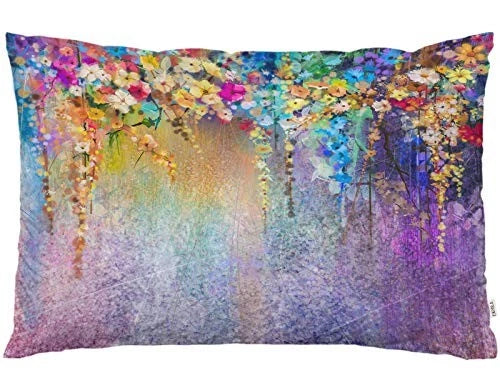 Throw Pillow Cover Abstract Floral Watercolor 30" x 20" (Pack of 1) Multi-a132