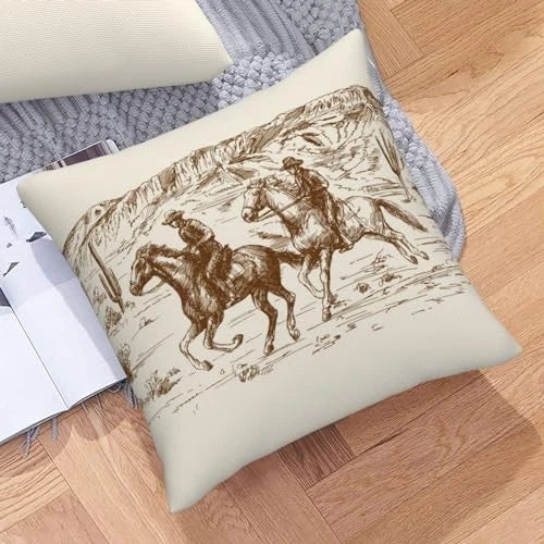 Western Desert Throw Pillow Covers 20x20 Set 20" x 20" (Pack of 2) Beige Brown