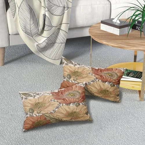 Pillow Covers 12x20 Rustic 12" x 20" (Pack of 2) Brown Rust Red Vintage Floral