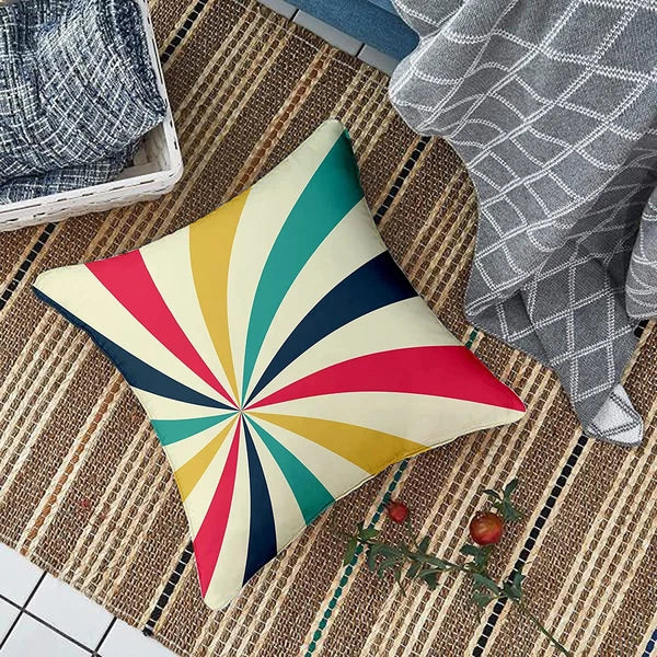 Rainbow Colours Printed Cotton Canvas Cushion Covers, Set of 5 16 x 16 Inch