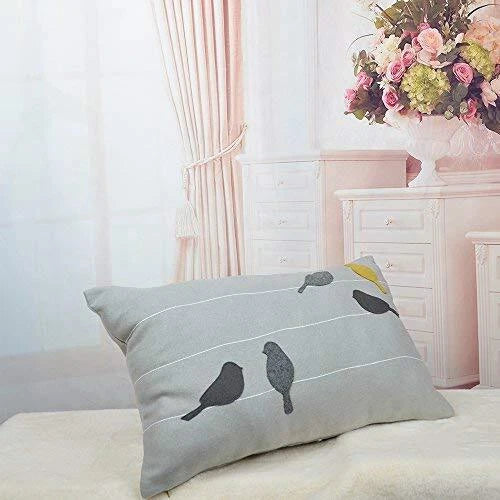 rey Yellow Birds Pillow Cover Decorative Emboidered Throw Pillow Animal G