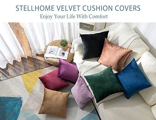 Pack of 2 Cozy Velvet Pillow Covers Square 22" x 22" (Pack of 2) Black