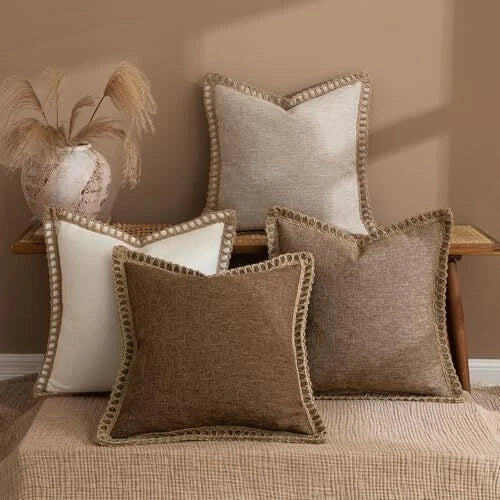 DecorativeThrow Pillow Covers 18x18 Pack of 2 18" x 18" (Pack of 2) Brown