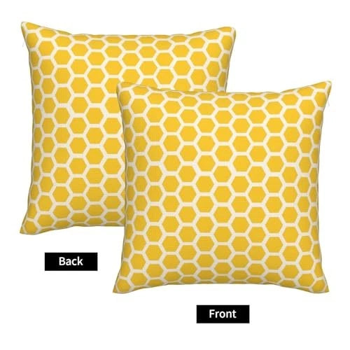 Bee Honeycombs Throw Pillow Covers 18x18 Set of 2 18" x 18" (Pack of 2) Yellow