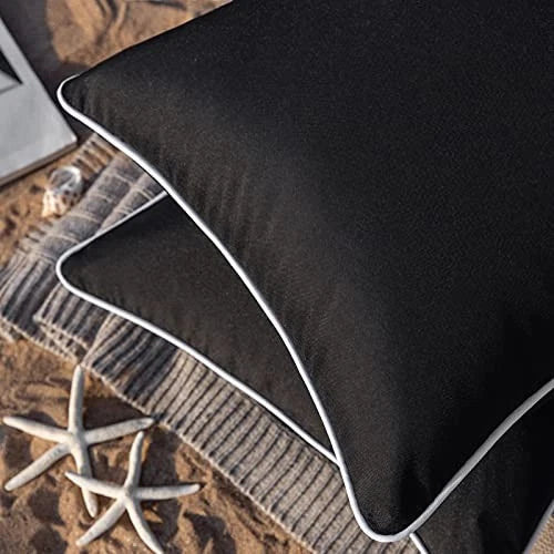 Pack of 2 Outdoor Waterproof Solid Throw 18" x 18" (Pack of 2) Black