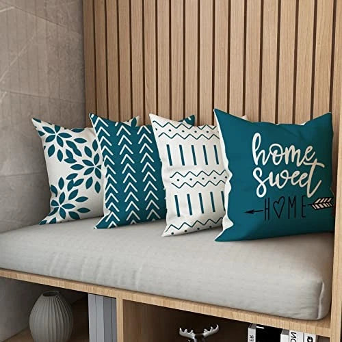 Pillow Covers 18x18 Set of 4, Modern Sofa Throw 18" x 18" (Pack of 4) Teal