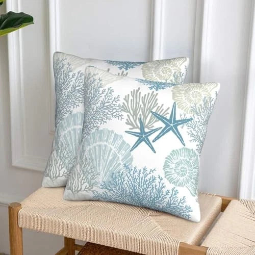 Throw Pillow Covers 20x20 Set of 2, 20" x 20" (Pack of 2) Nautical Coastal