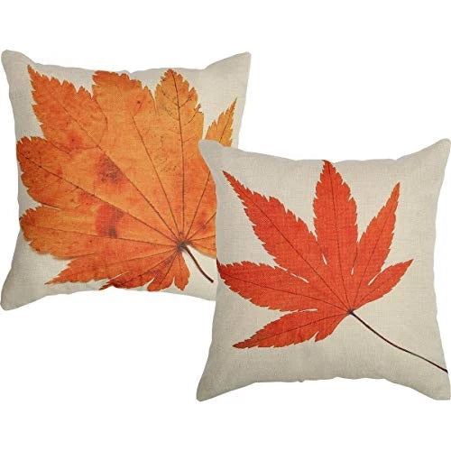 Fall Pillow Covers, Maple Leaves 18" Pillow Cover, Autumn Decorative Yellow