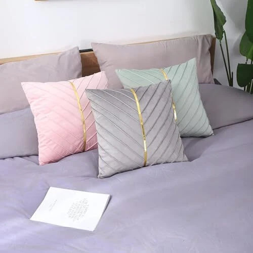 Velvet Throw Pillow Covers 16x16 inch Pack of 2 with 16"L x 16"W Mint Green