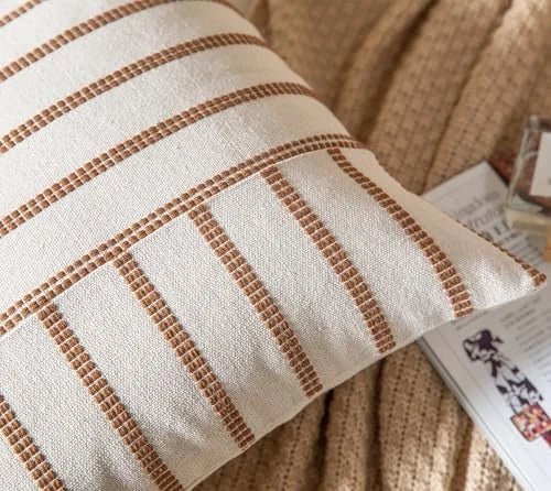 Boho Throw Pillow Covers 12x20 Set of 2 Soft 12" x 20" (Pack of 2) Light Brown