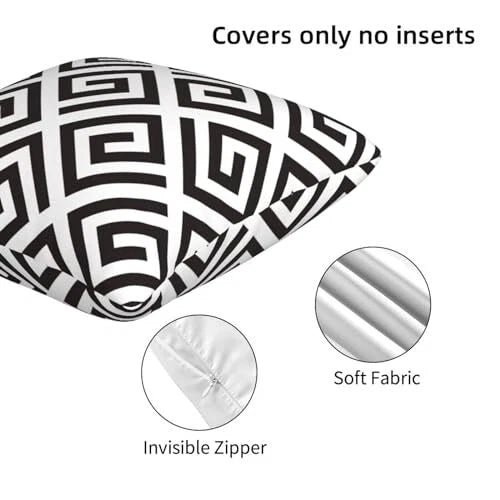 Pillow Covers 18x18 in 18" x 18" (Pack of 2) Modern Abstract Black and White