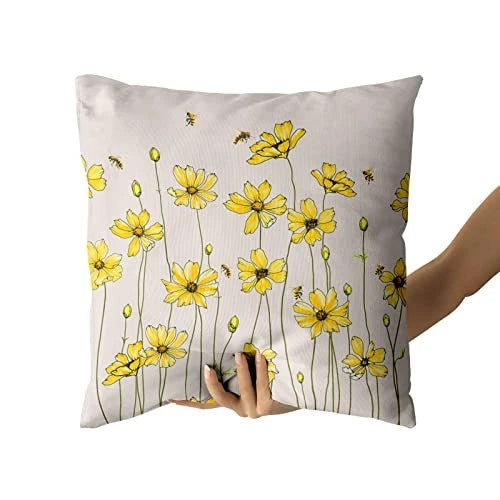 Spring Yellow Floral Pillow Covers 18X18 18" x 18" (Pack of 2) Yellow Flower