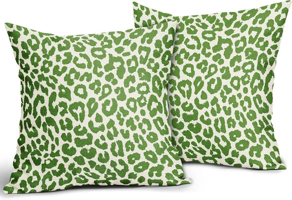 Lime Green Leopard Print Pillow Covers 18X18 Set of 2 Preppy Room Decor Cheetah