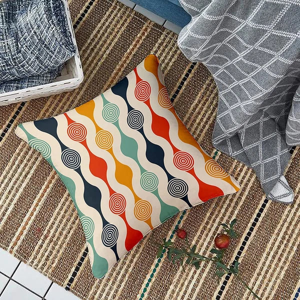 Rainbow Colours Printed Cotton Canvas Cushion Covers, Set of 5 16 x 16 Inch