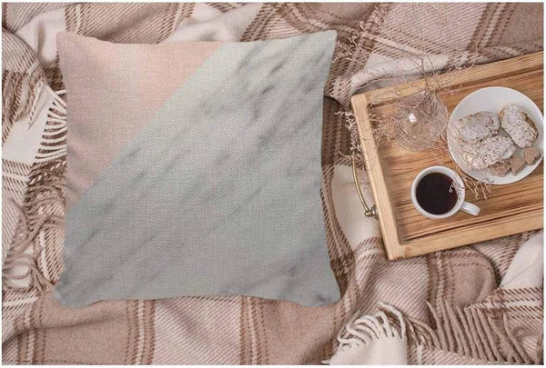 Pillow Cover Marble Pattern White Pink - Soft Linen Pillow Case for Decorative B