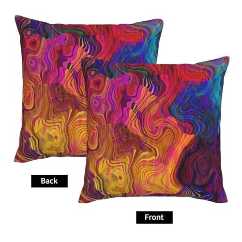 Colorful Abstract Pillow Covers 18 x 18 Set 18" x 18" (Pack of 2) Chaotic Waves