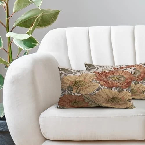 Pillow Covers 12x20 Rustic 12" x 20" (Pack of 2) Brown Rust Red Vintage Floral