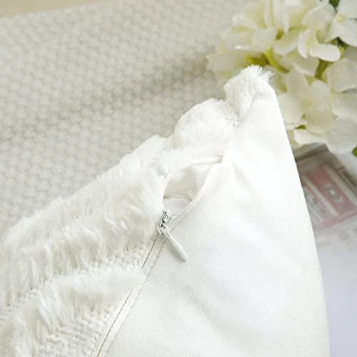 Throw Pillow Covers 12x20 Inch Set of 2, 20" x 12" (Pack of 2) Cream Beige