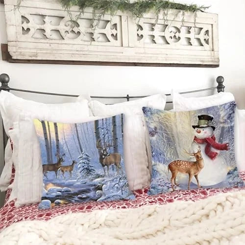 Christmas Pillow Covers 20x20 Set of 4, Winter 20" x 20" (Pack of 4) Color 8