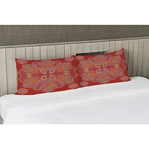 Throw Pillow Cover Red Paisley Floral Mandala 30" x 20" (Pack of 1) Multi-a44