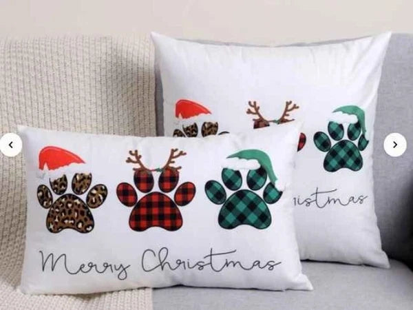 Set of Christmas Paws Pillow Cushion Cover Without Filler For Sofa Home Decor