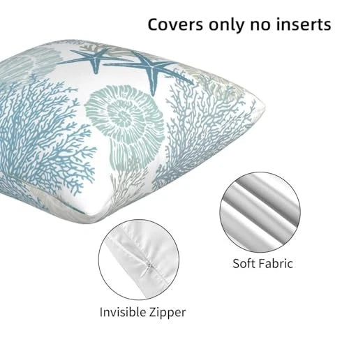 Throw Pillow Covers 20x20 Set of 2, 20" x 20" (Pack of 2) Nautical Coastal